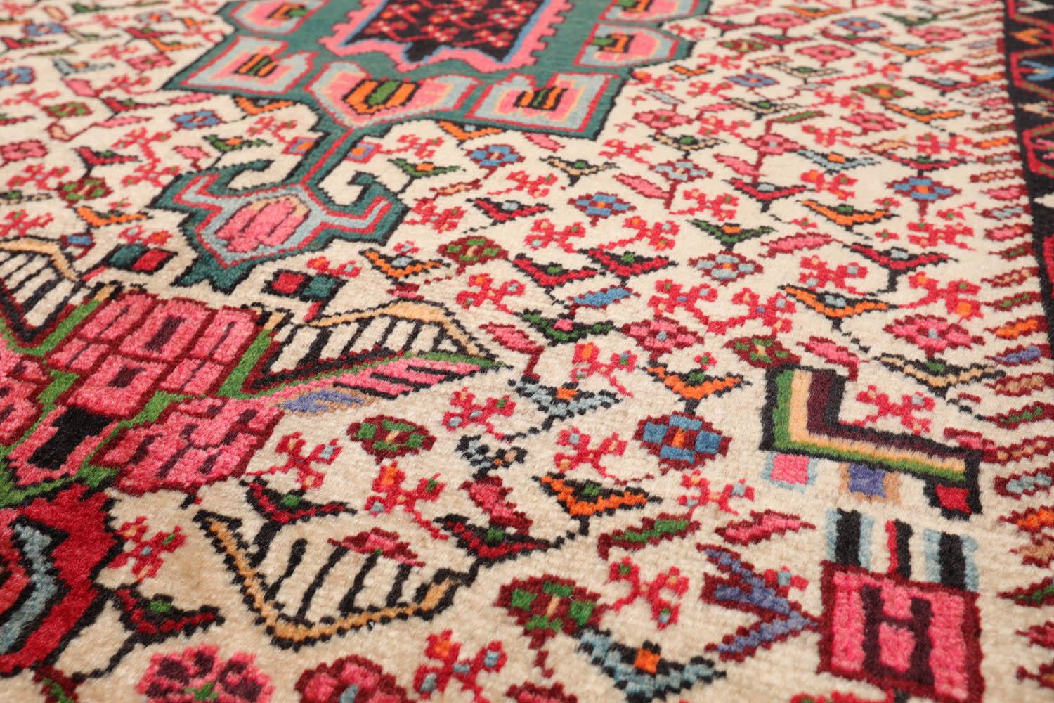 3’5”x5’3" Vintage Hand Knotted Wool Geometrical Tabriz Oriental Area Rug Beige-4