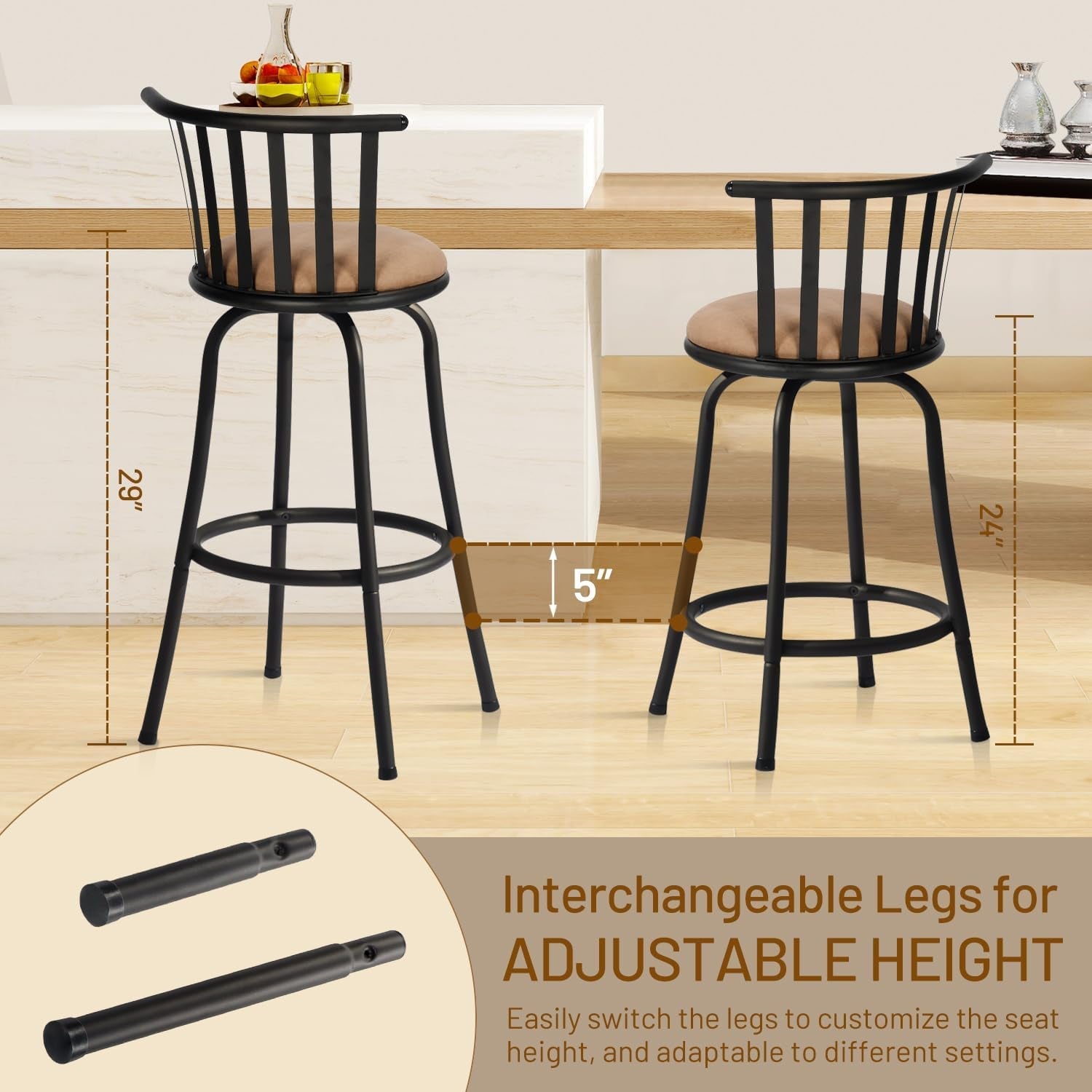 Adjustable Country Style Barstools Set of Four-2