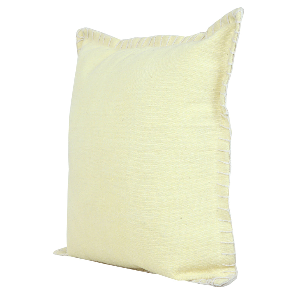 20" Light Yellow Cotton Throw Pillow-3