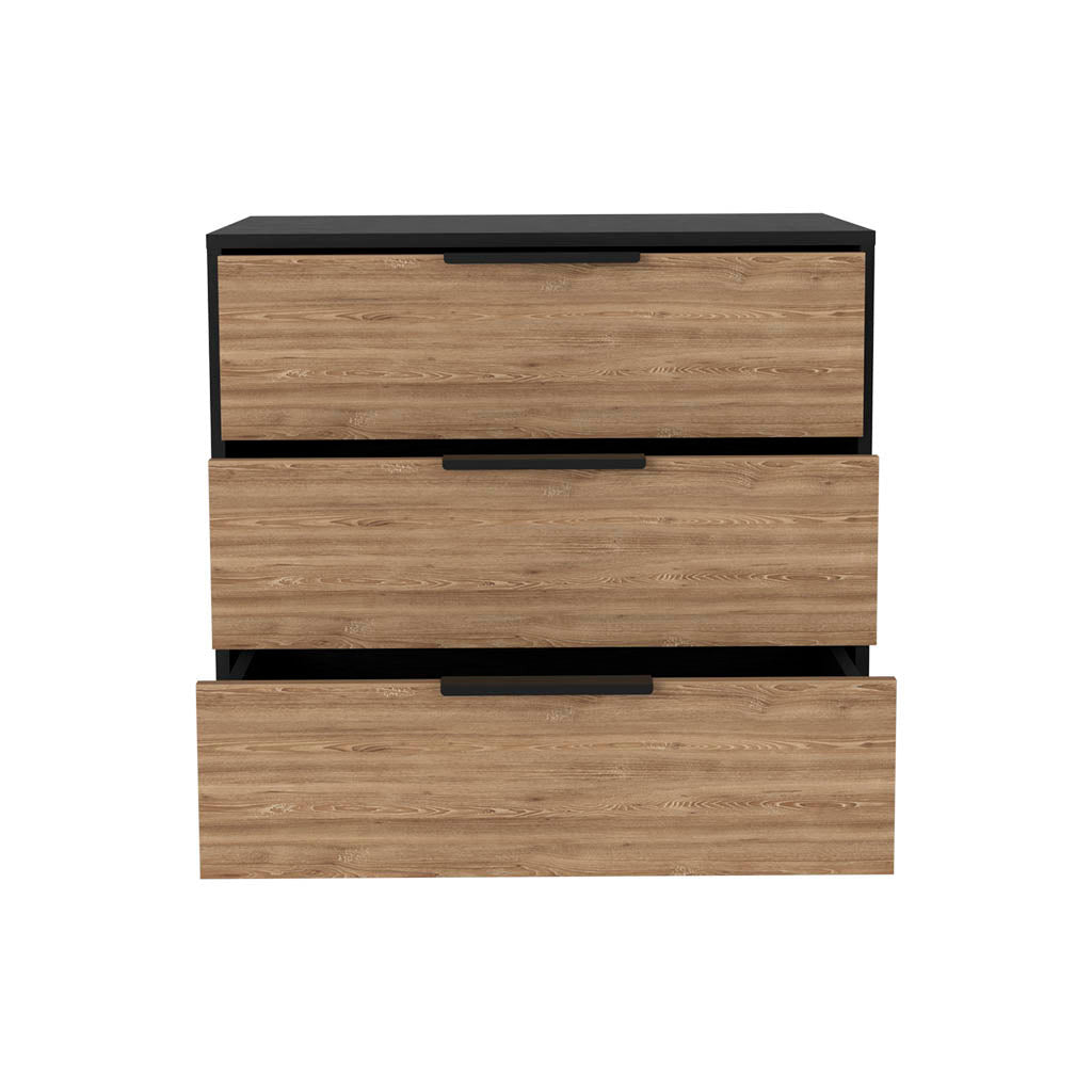 28" Natural and Black Three Drawer Dresser-2