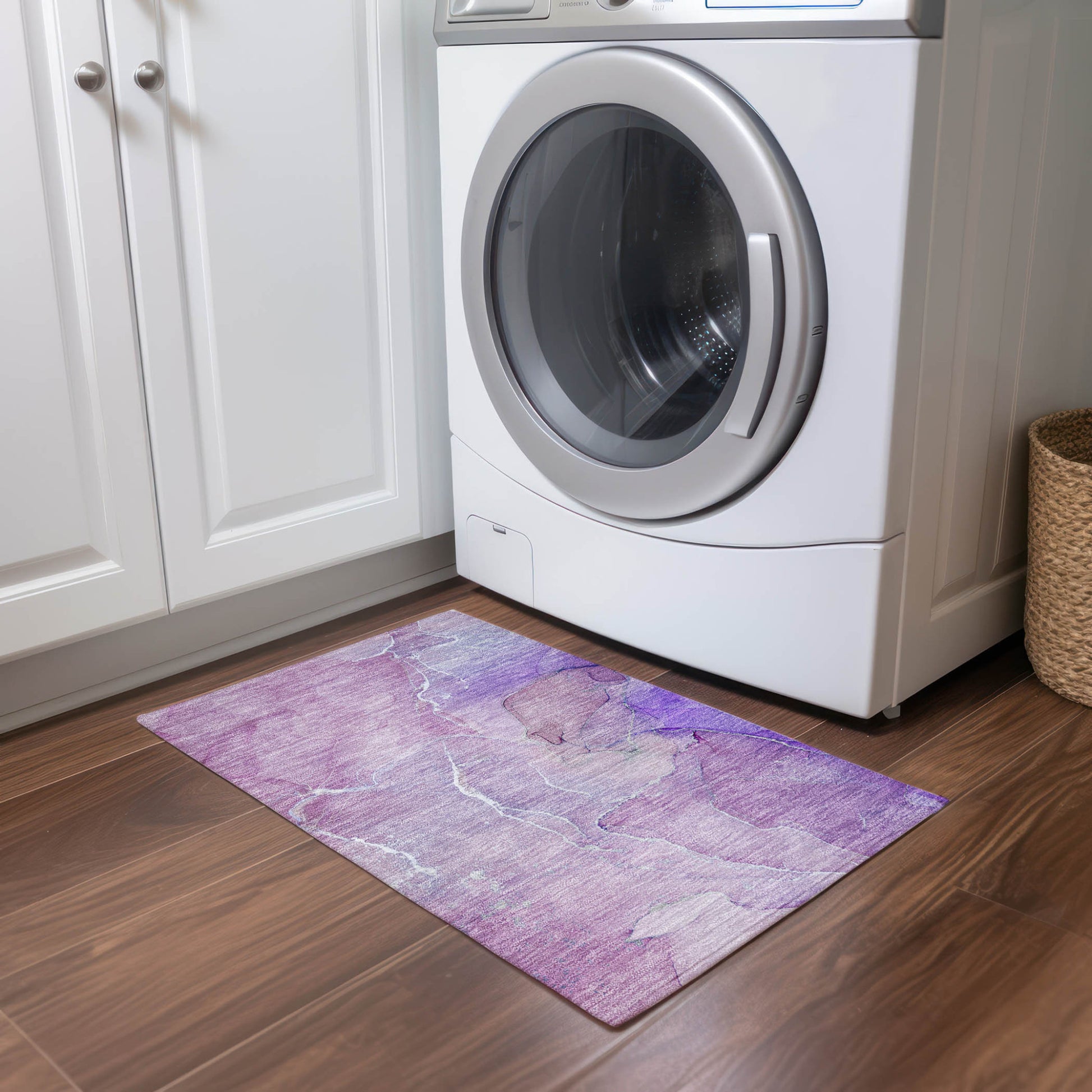 2' X 3' Purple Abstract Washable Non Skid Indoor Outdoor Area Rug-8