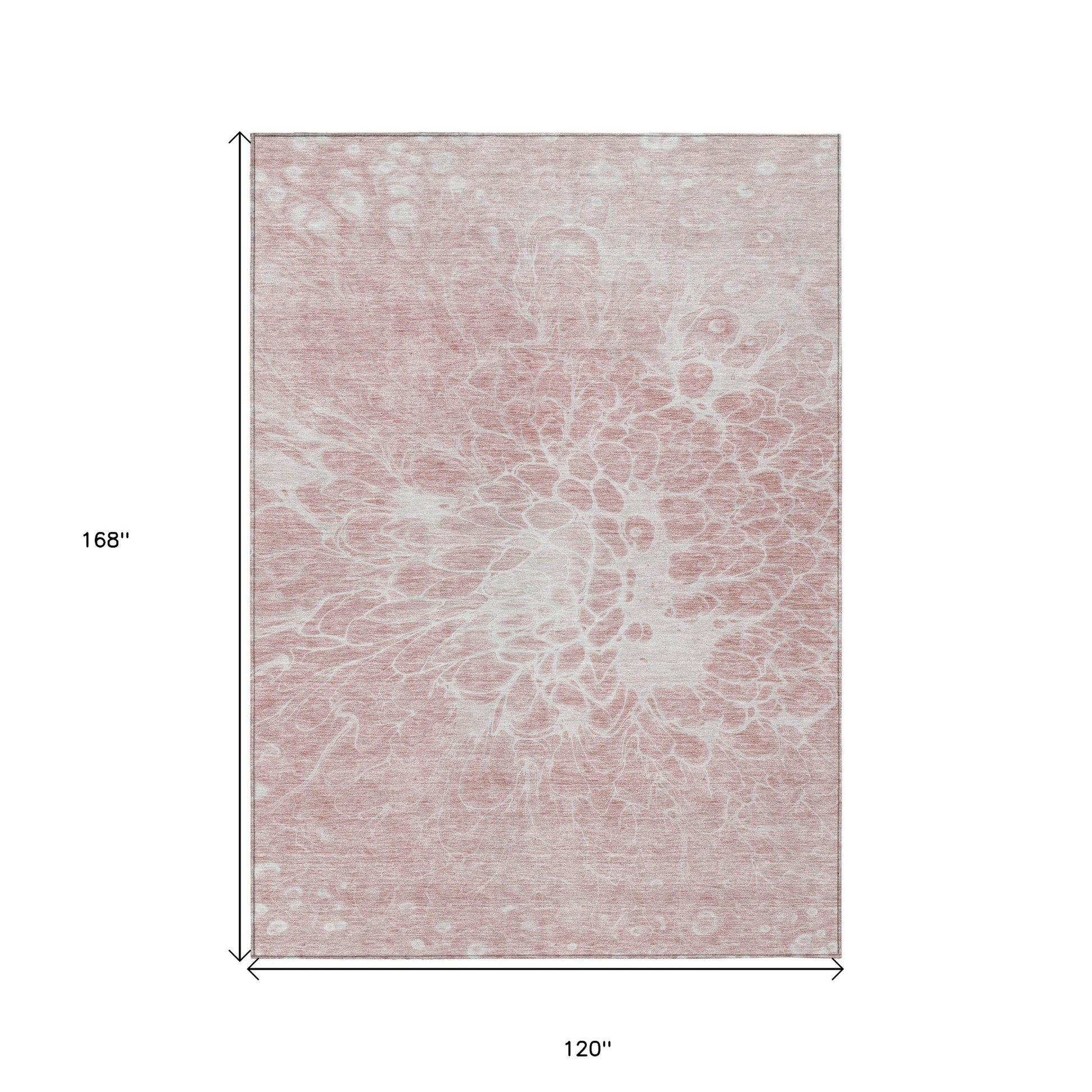 10' X 14' Pink Blush And Ivory Abstract Washable Indoor Outdoor Area Rug-2