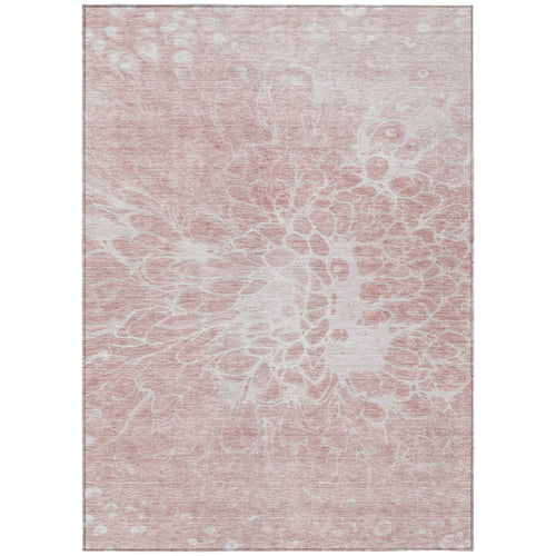 10' X 14' Pink Blush And Ivory Abstract Washable Indoor Outdoor Area Rug-1