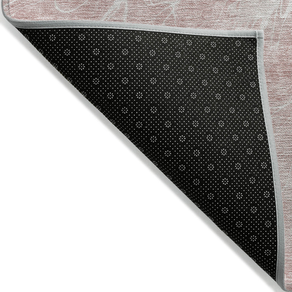 10' X 14' Pink Blush And Ivory Abstract Washable Indoor Outdoor Area Rug-3