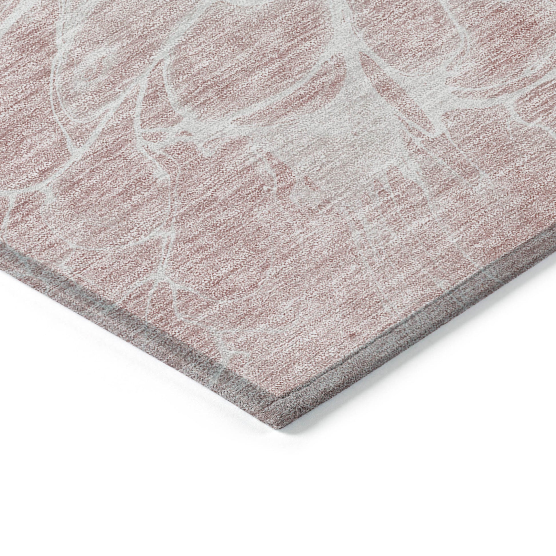 10' X 14' Pink Blush And Ivory Abstract Washable Indoor Outdoor Area Rug-4