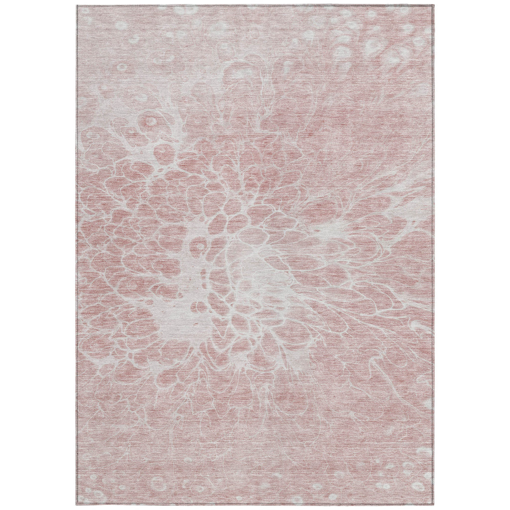 10' X 14' Pink Blush And Ivory Abstract Washable Indoor Outdoor Area Rug-5