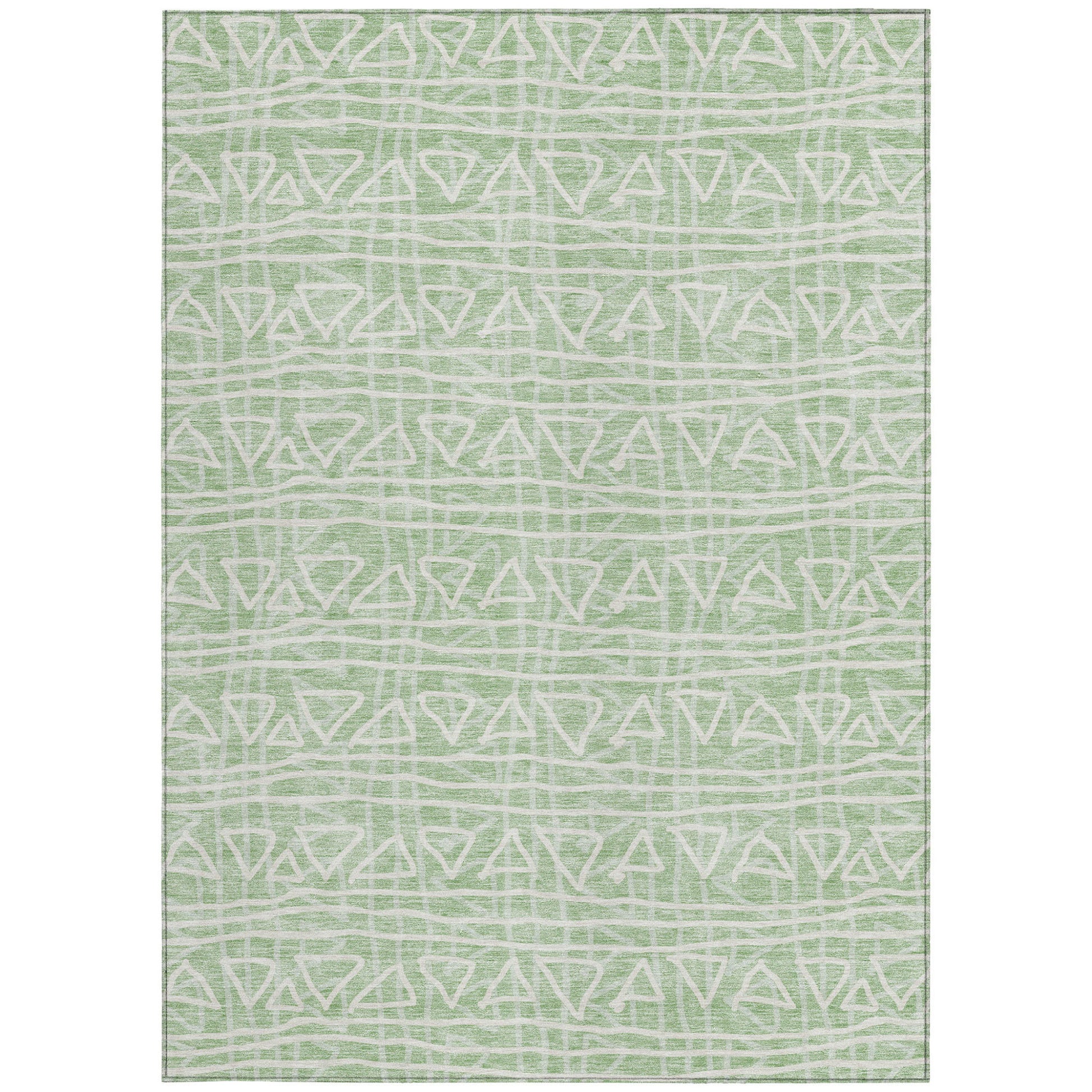 8' X 10' Mint Green Artichoke Green And Ivory Geometric Washable Indoor Outdoor Area Rug-5