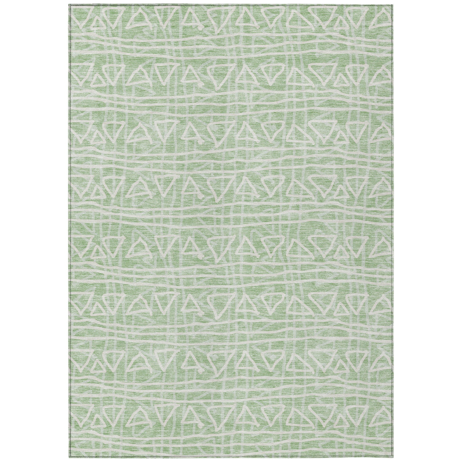8' X 10' Mint Green Artichoke Green And Ivory Geometric Washable Indoor Outdoor Area Rug-1