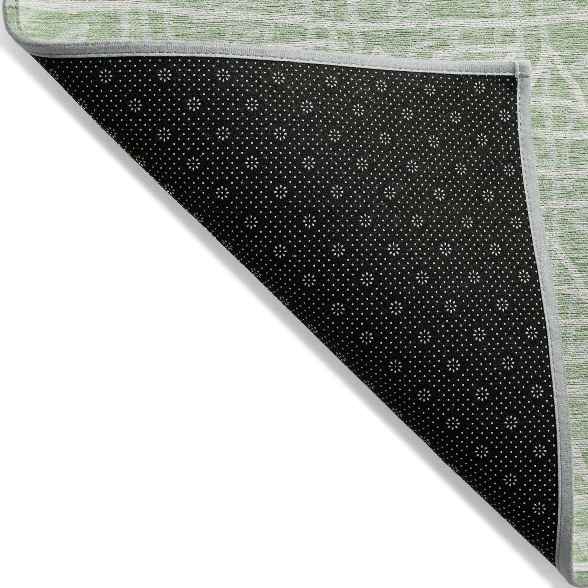 8' X 10' Mint Green Artichoke Green And Ivory Geometric Washable Indoor Outdoor Area Rug-2