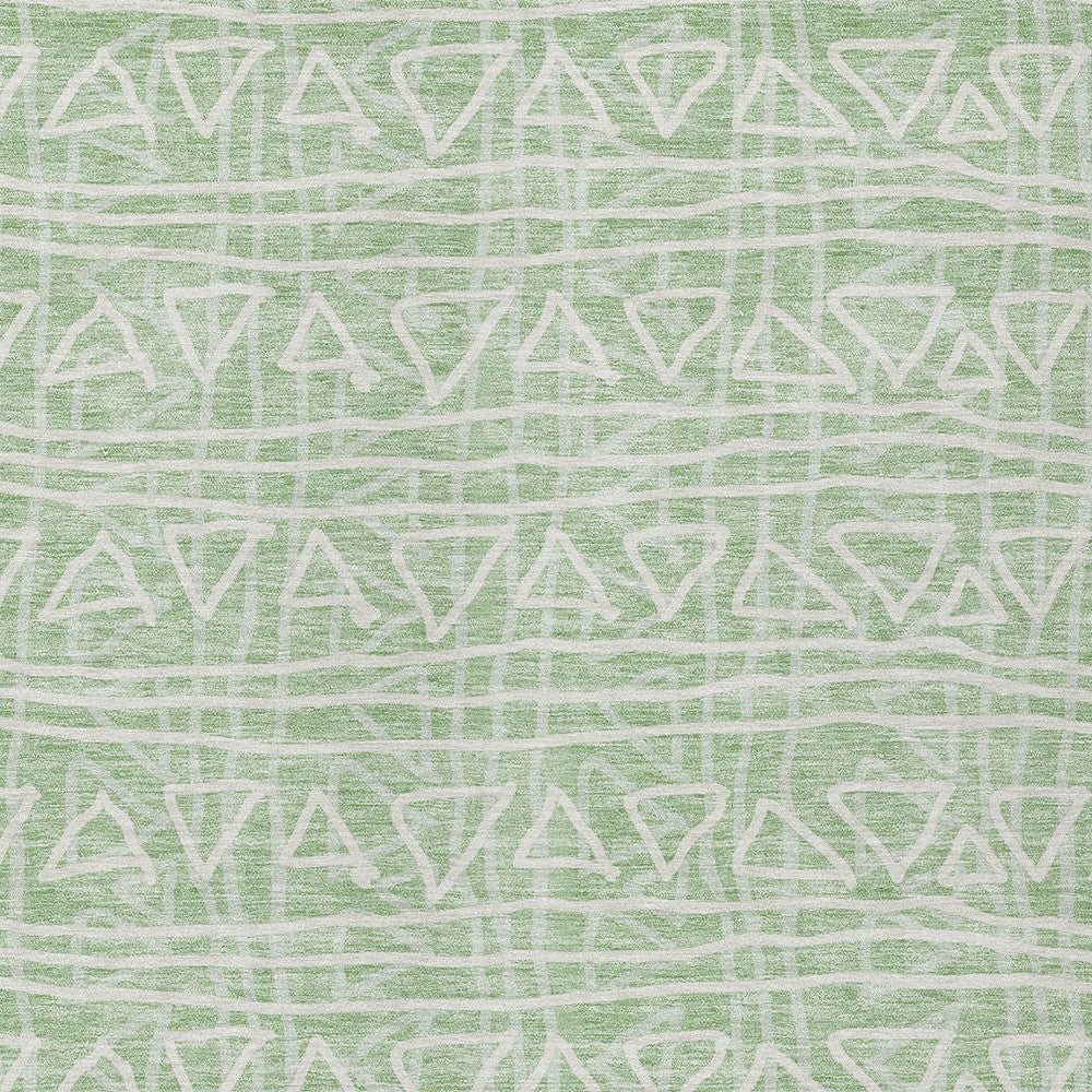 8' X 10' Mint Green Artichoke Green And Ivory Geometric Washable Indoor Outdoor Area Rug-4