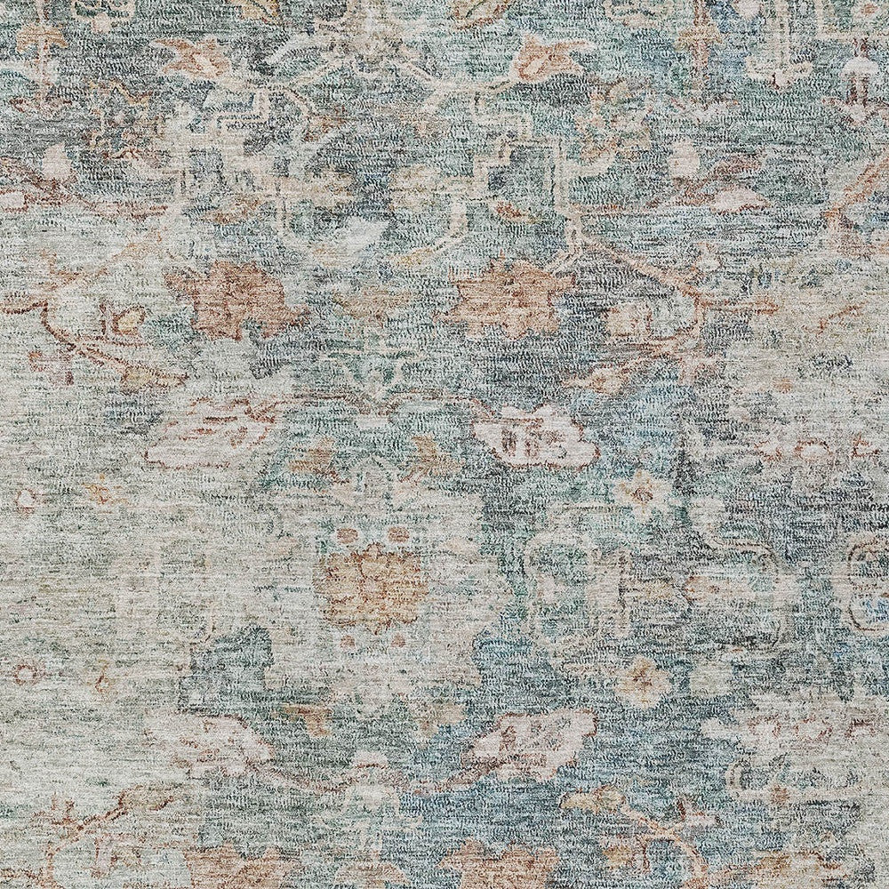 3' X 5' Green Blue And Gray Oriental Washable Indoor Outdoor Area Rug-3