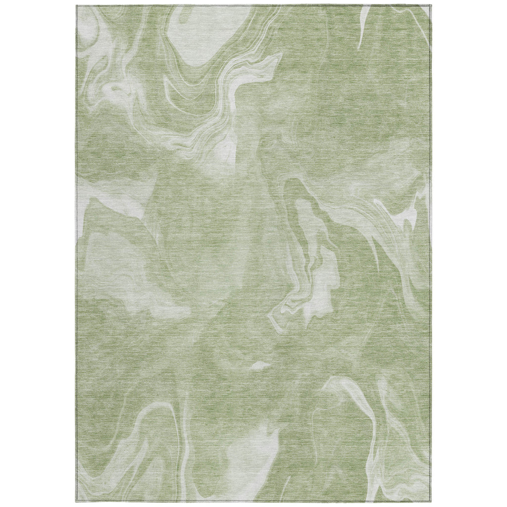 9' X 12' Artichoke Green Fern Green And Ivory Abstract Washable Indoor Outdoor Area Rug-6