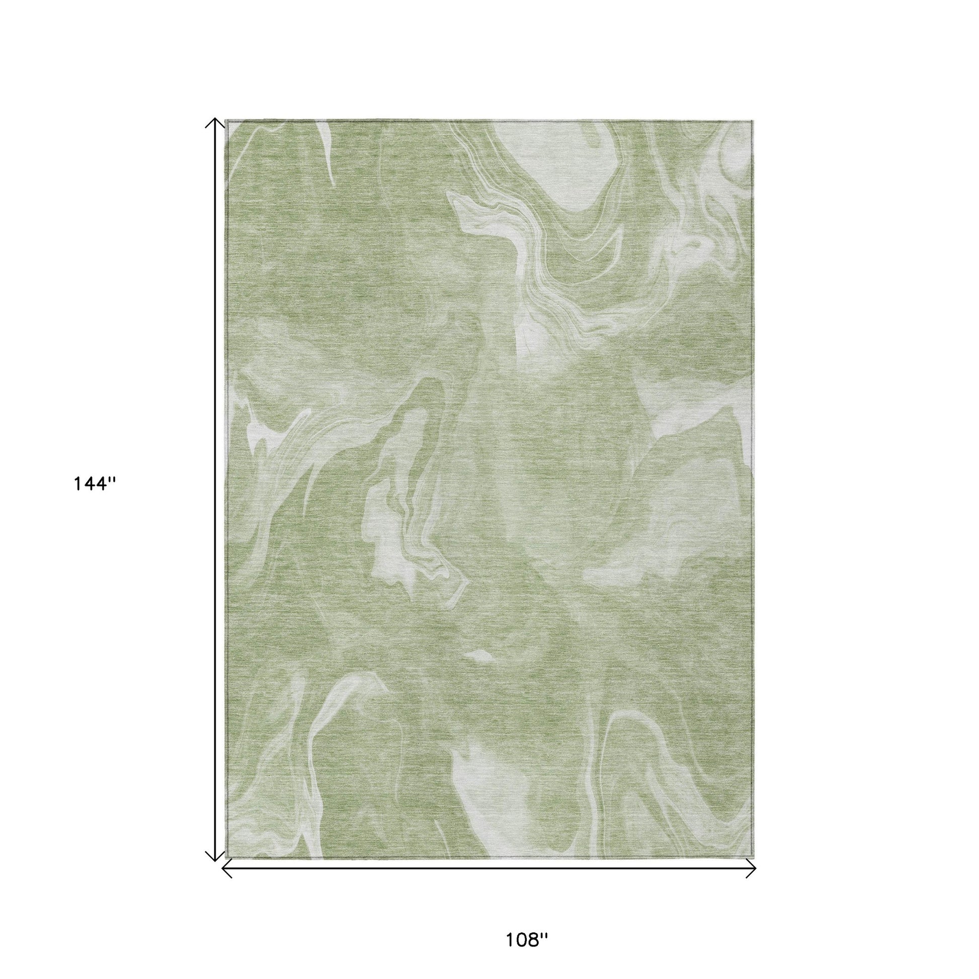 9' X 12' Artichoke Green Fern Green And Ivory Abstract Washable Indoor Outdoor Area Rug-2