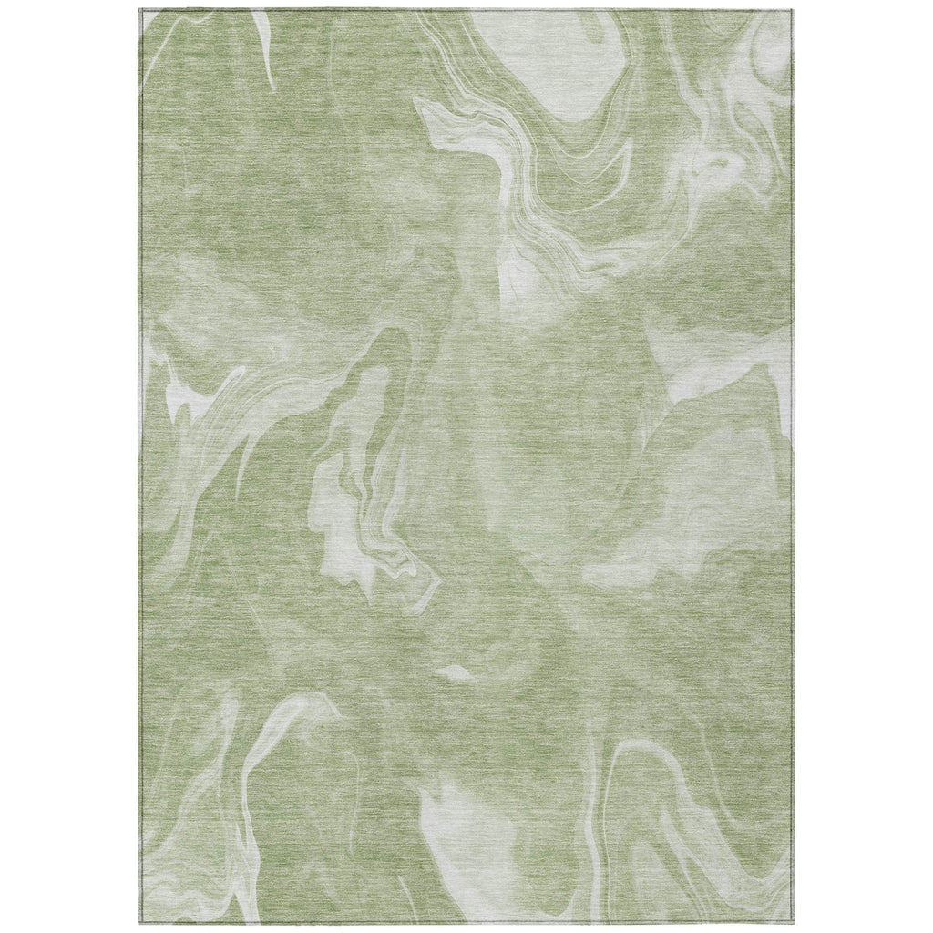 9' X 12' Artichoke Green Fern Green And Ivory Abstract Washable Indoor Outdoor Area Rug-1