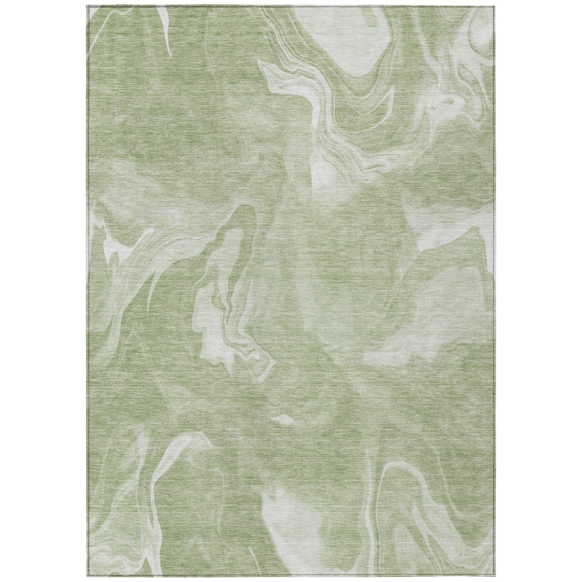 9' X 12' Artichoke Green Fern Green And Ivory Abstract Washable Indoor Outdoor Area Rug-1