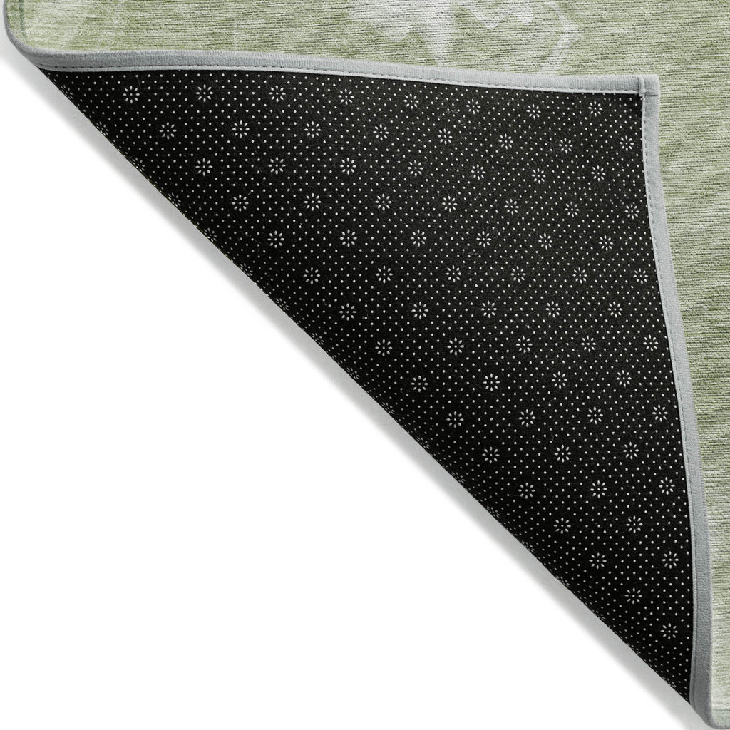 9' X 12' Artichoke Green Fern Green And Ivory Abstract Washable Indoor Outdoor Area Rug-3