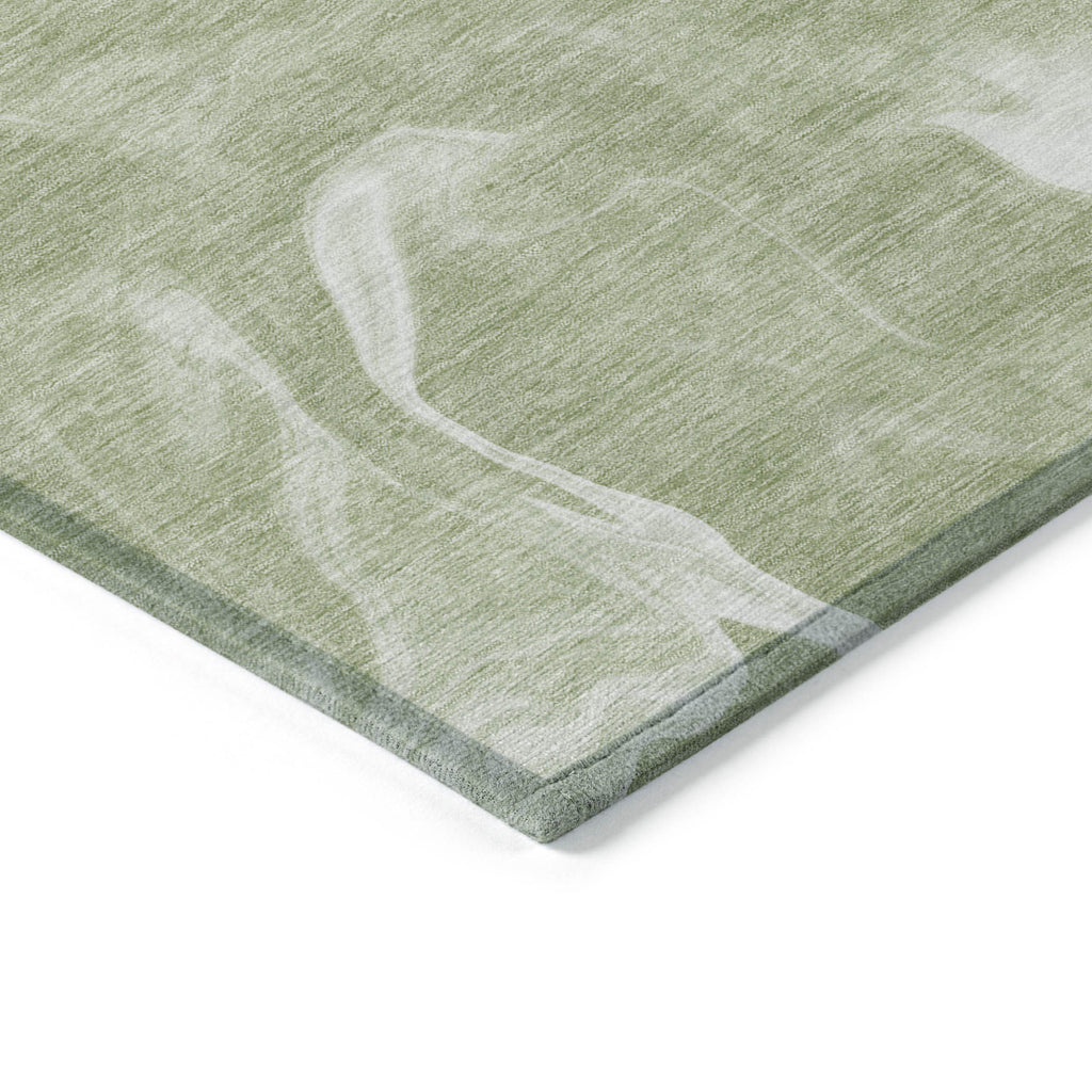 9' X 12' Artichoke Green Fern Green And Ivory Abstract Washable Indoor Outdoor Area Rug-4