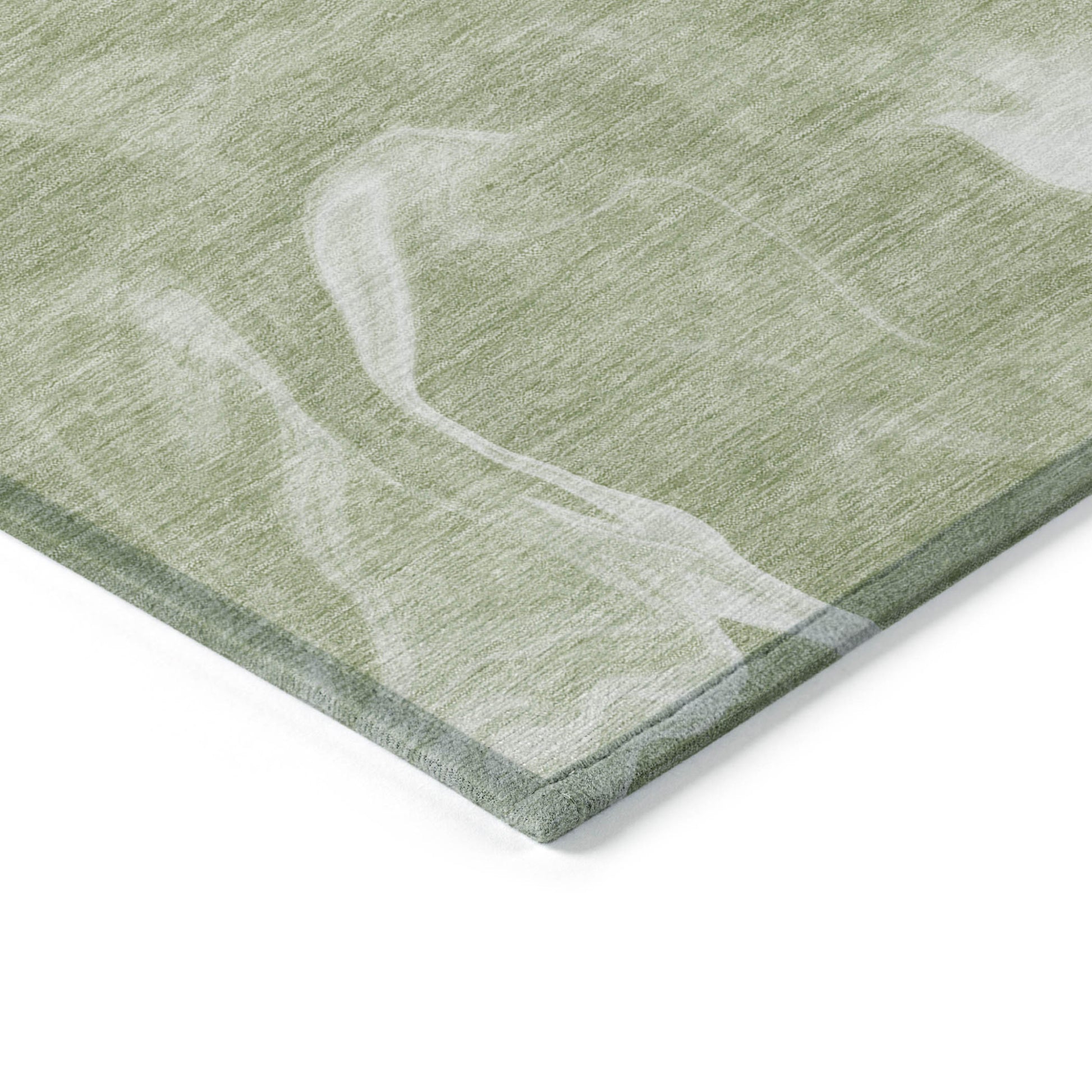 9' X 12' Artichoke Green Fern Green And Ivory Abstract Washable Indoor Outdoor Area Rug-4