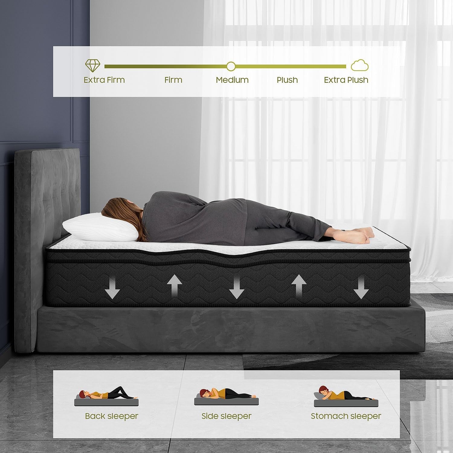 10 Inch Hybrid Queen Mattress with Memory Foam Support-4