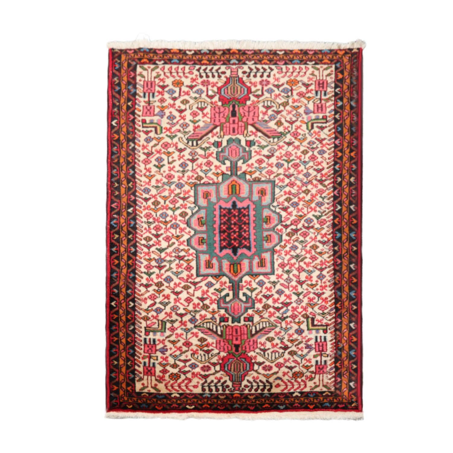 3’5”x5’3" Vintage Hand Knotted Wool Geometrical Tabriz Oriental Area Rug Beige-0